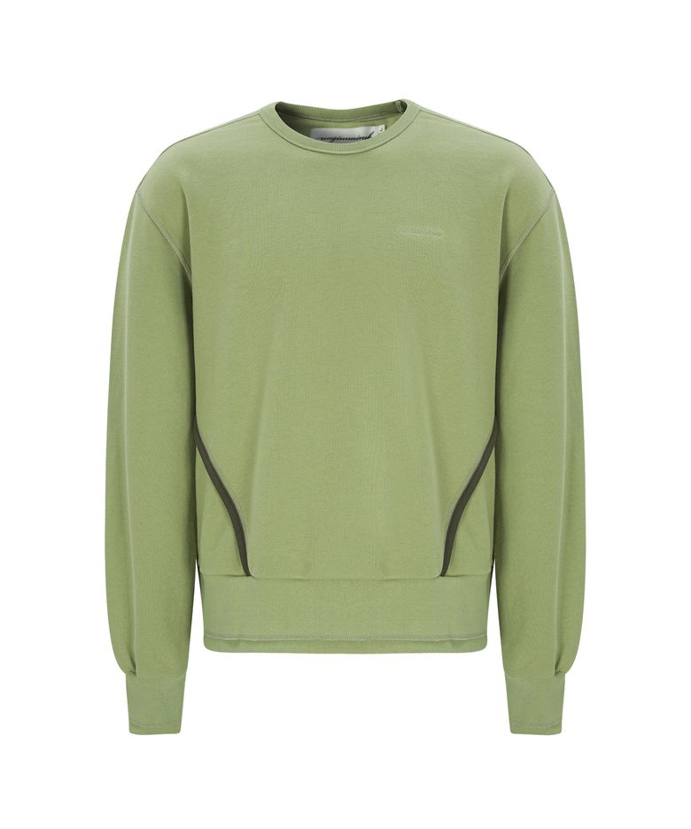 DIAGONAL SEAM PIPING SWEATSHIRT (GREEN)