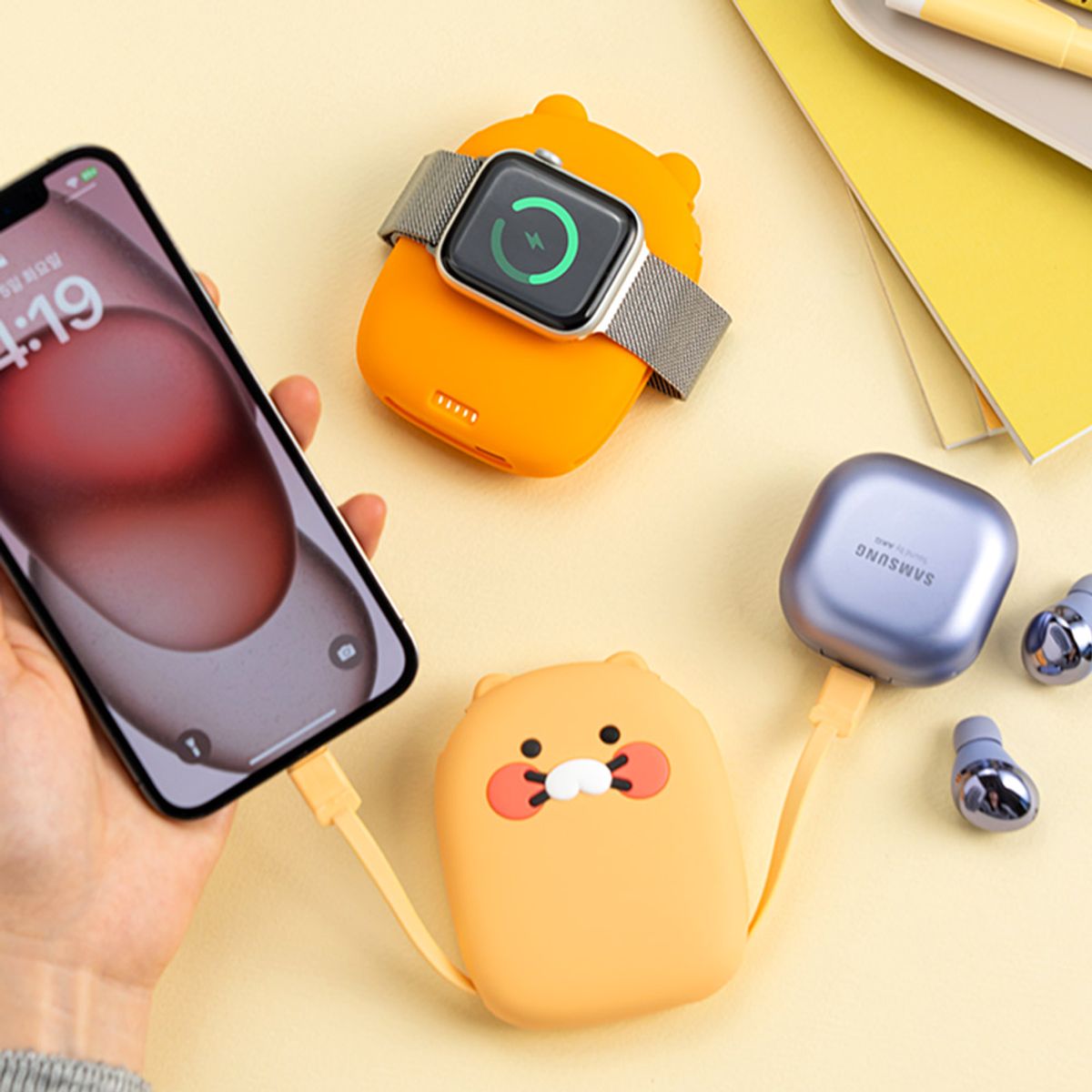 카카오프렌즈 파트너(KAKAOFRIENDS PARTNERS) 올인원 케이블형 보조배터리 5,000mAh