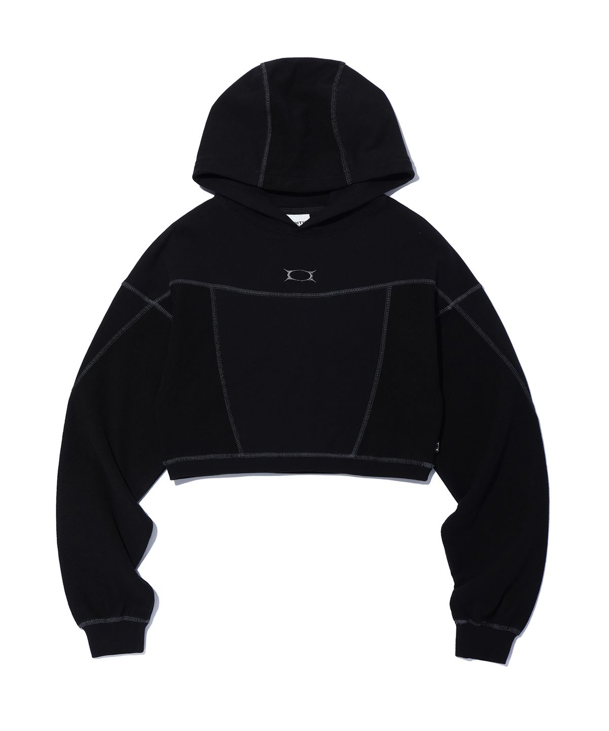 크리틱(CRITIC) CROP INCISION HOODIE BLACK