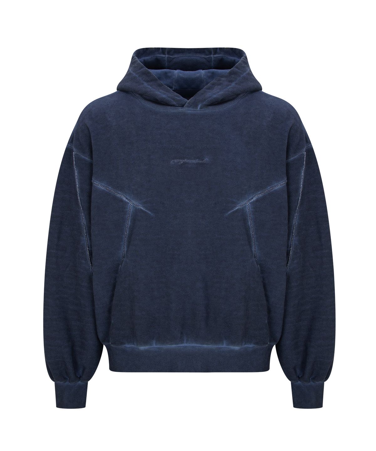 언지미크(UNGIMMICK) VINTAGE WASHED PIPING HOODIE (NAVY)