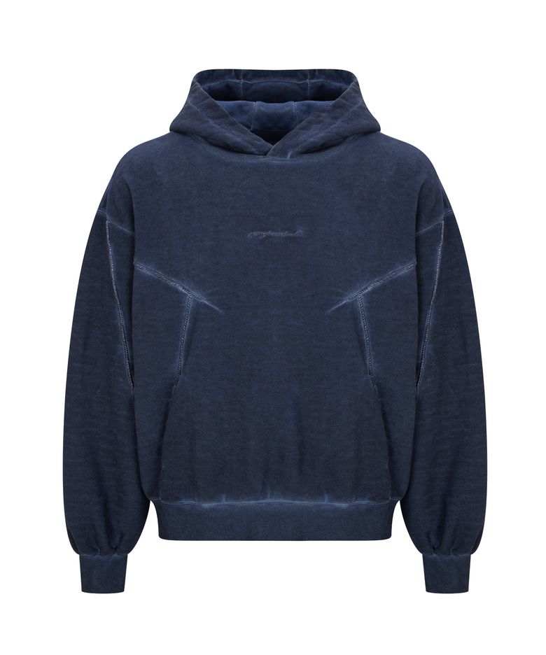 VINTAGE WASHED PIPING HOODIE (NAVY)