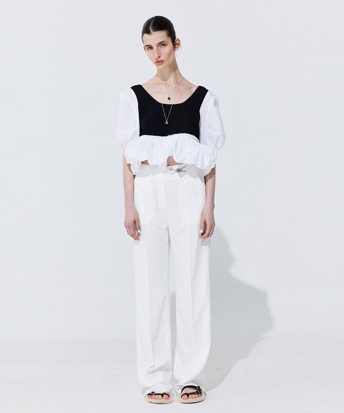 분더캄머(WNDERKAMMER) Belted Straight Trousers_White (벨티드 스트레이드 트라우저_화이트)