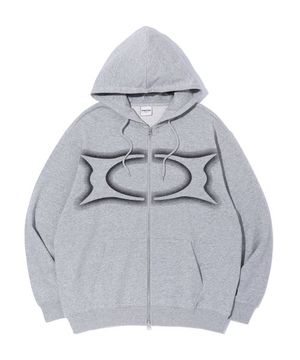 WORMHOLE LOGO HOODIE ZIP-UP MELANGE GREY