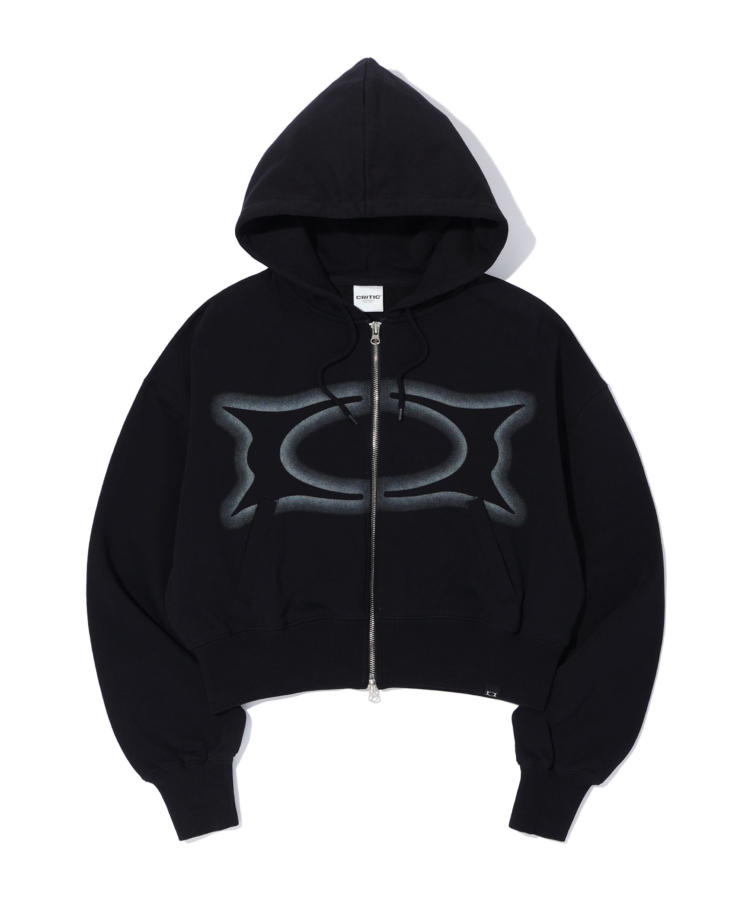 ◆25SS CRITIC SPIKE WORMHOLE SWEAT SHIRTS/2色◆ MUSINSA | CRITIC CROP WORMHOLE LOGO HOODIE ZIP-UP BLACK