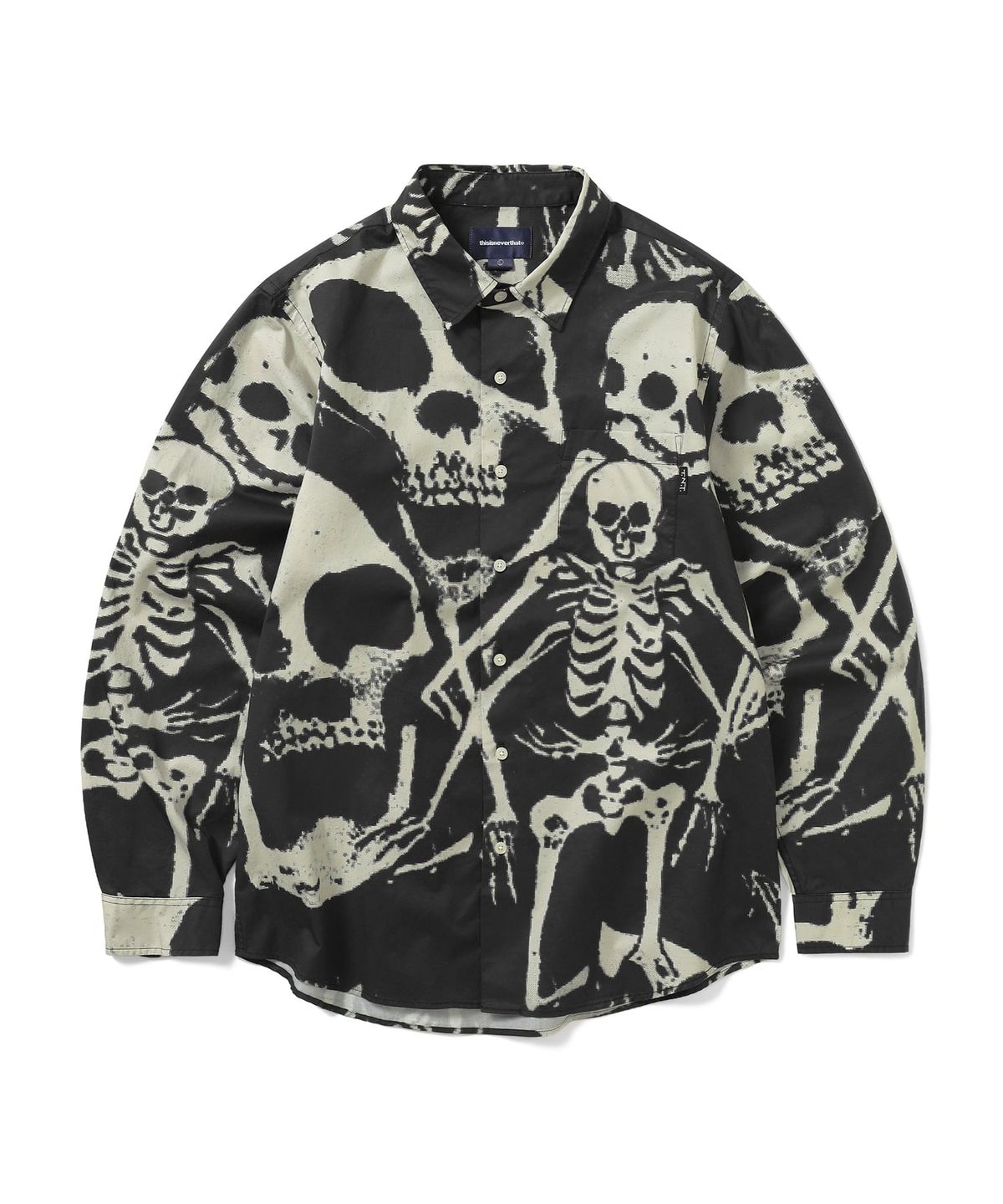 디스이즈네버댓(THISISNEVERTHAT) Skeletons Shirt Washed Black