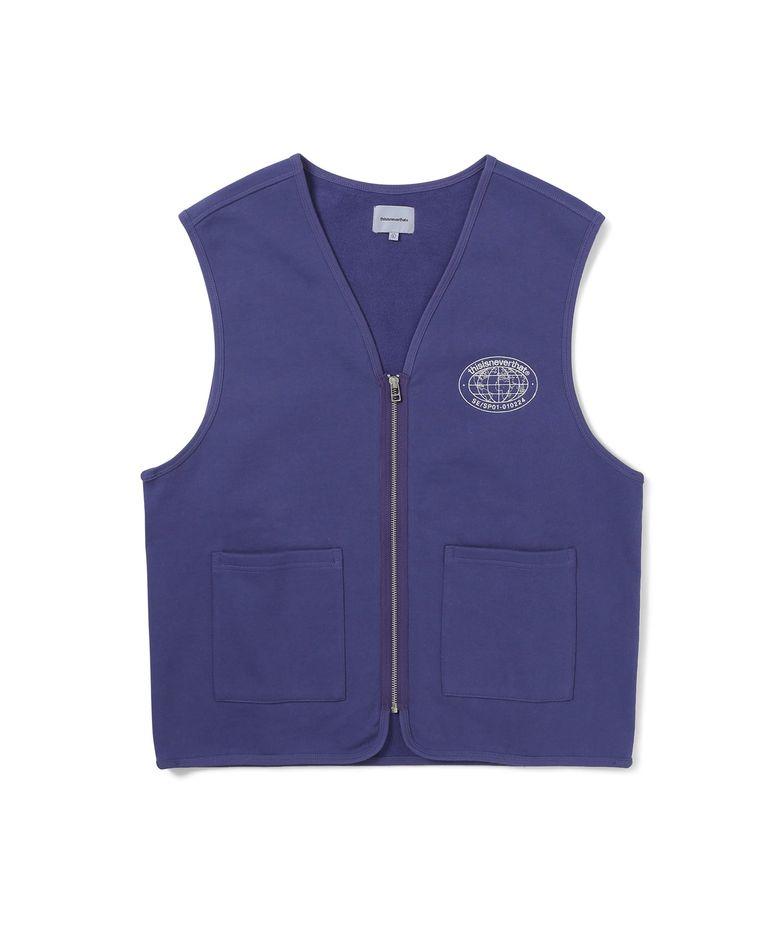 Zip Sweat Vest Purple Blue