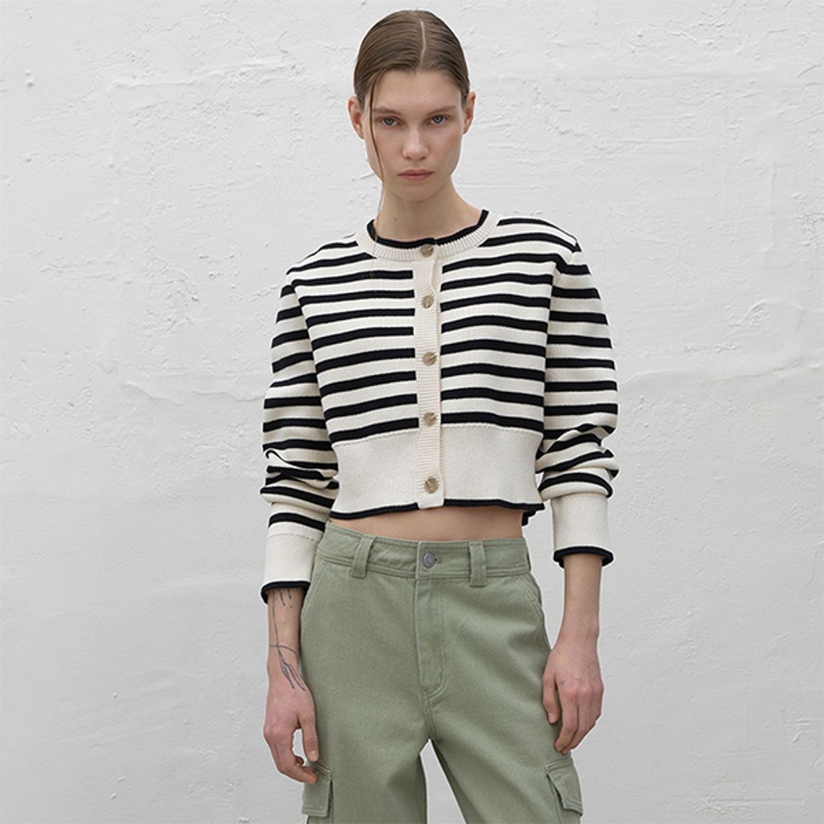 아틀리에 나인(ATELIER NAIN) ROAN STRIPE BASIC KNIT CARDIGAN(CD-2100)