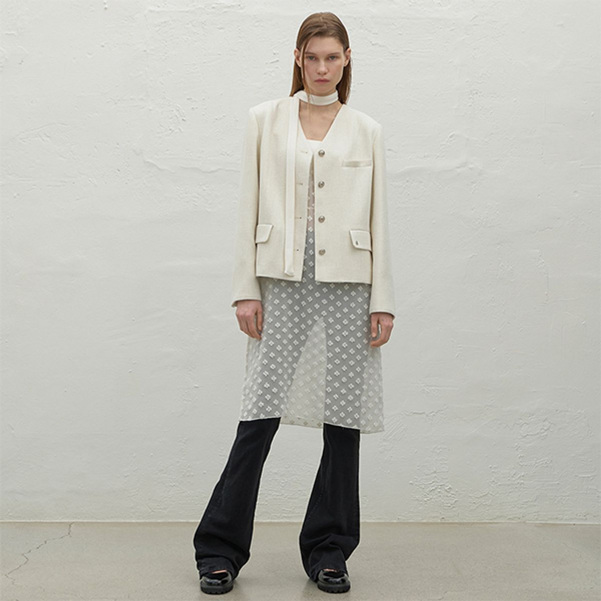 아틀리에 나인(ATELIER NAIN) FLOWER SHEER LAYERED DRESS(OP-6200)