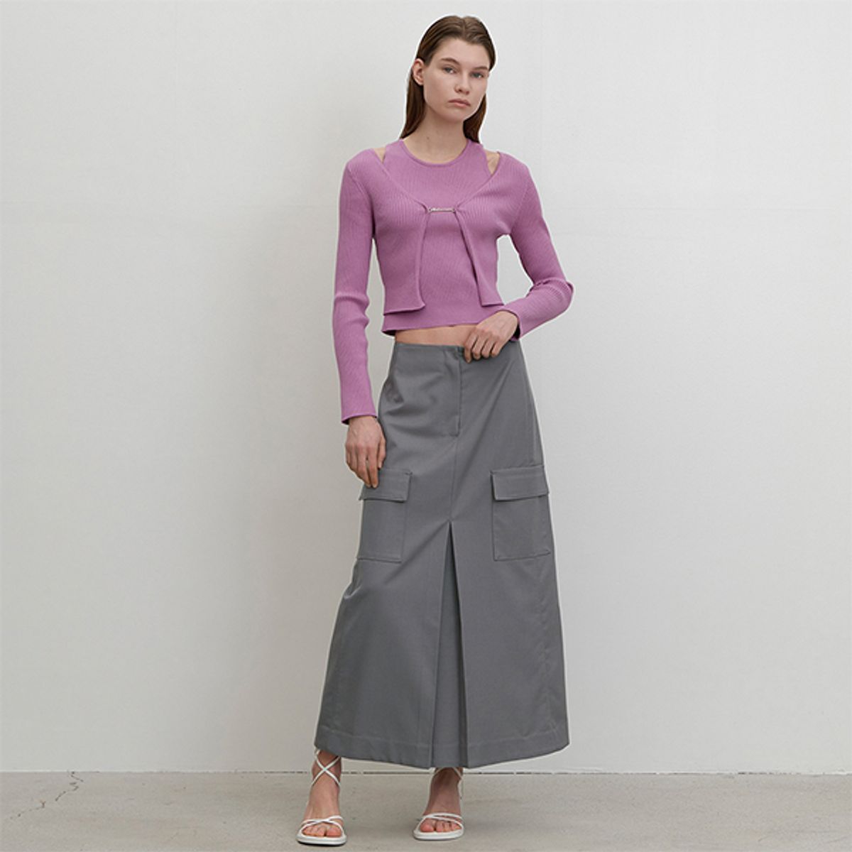 아틀리에 나인(ATELIER NAIN) LIEN WOOL OUT POCKET MAXI SKIRT(SK-4888)