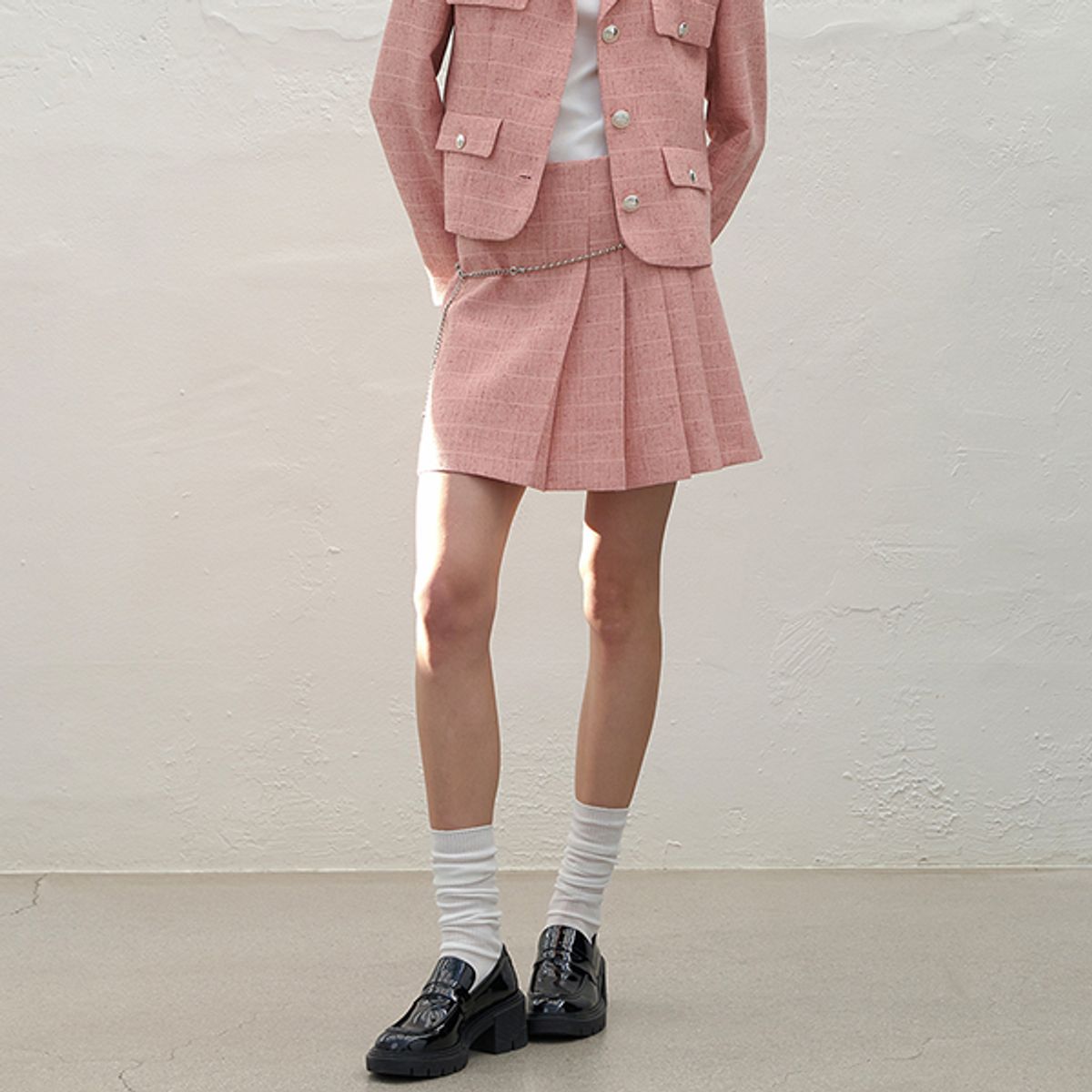 아틀리에 나인(ATELIER NAIN) RIVIERA TWEED PLEATED SET-UP SKIRT(SK-4898)