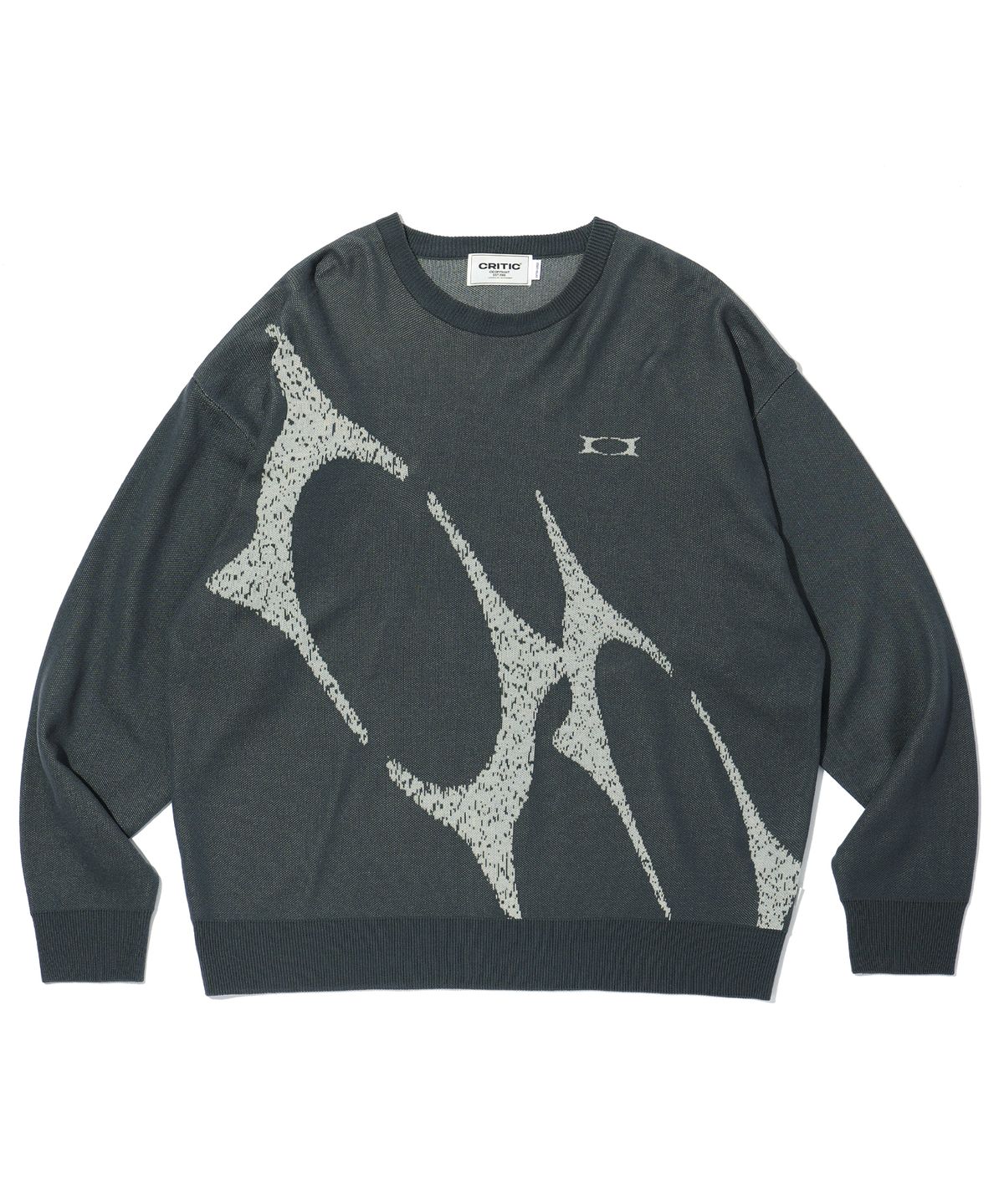 크리틱(CRITIC) WORMHOLE LOGO JACQUARD KNIT CHARCOAL
