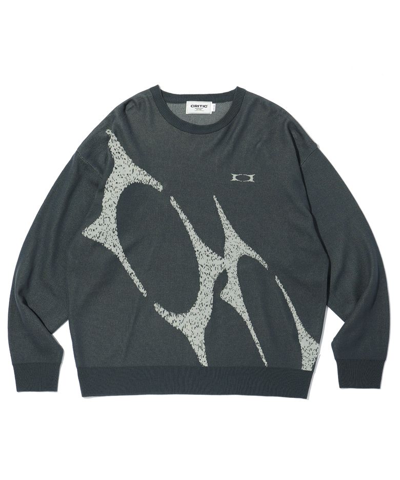 WORMHOLE LOGO JACQUARD KNIT CHARCOAL
