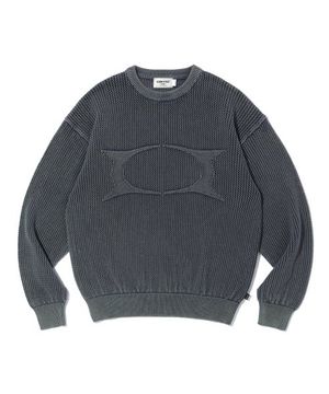 WORMHOLE LOGO NATURAL DYEING MESH KNIT CHARCOAL
