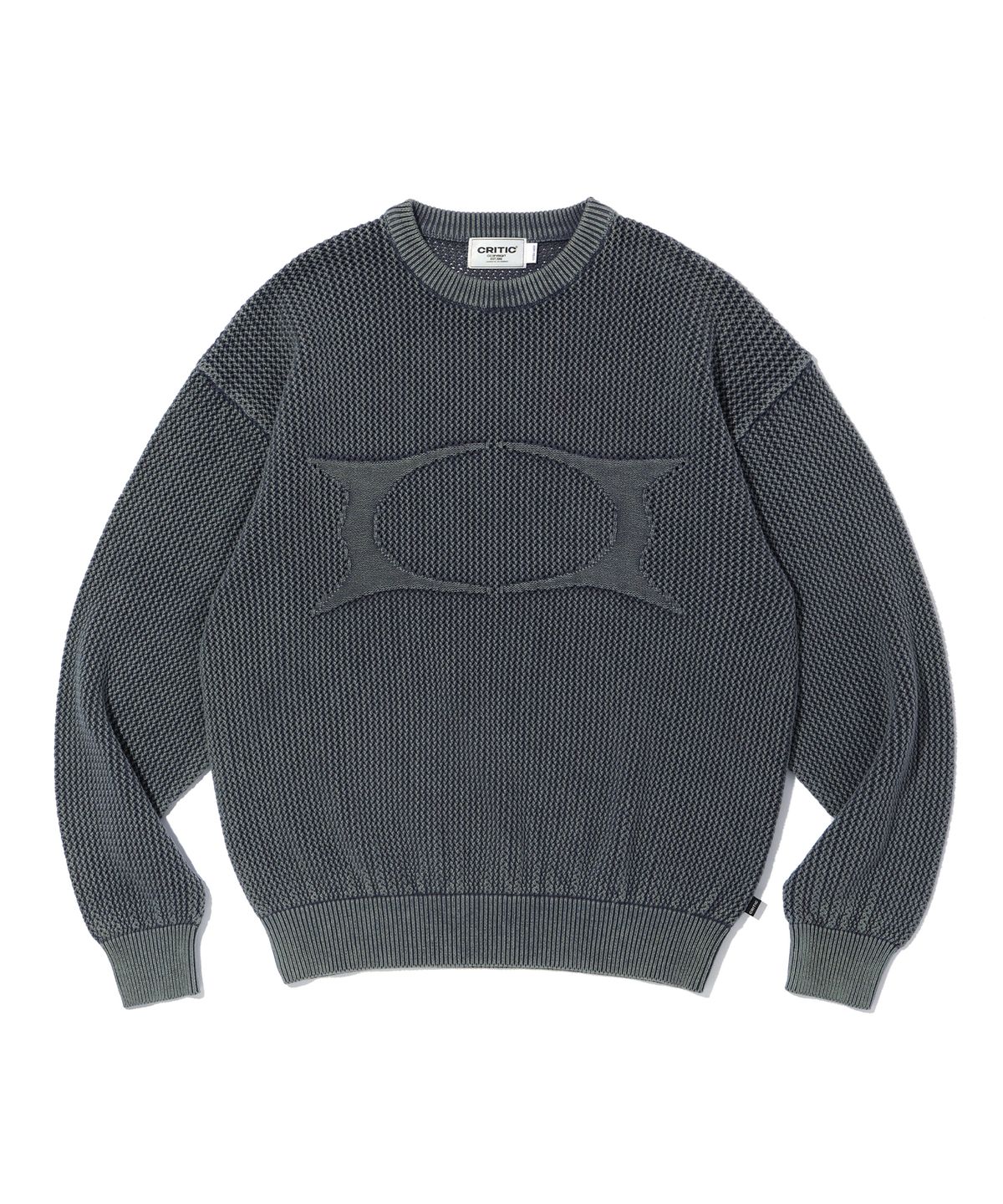 크리틱(CRITIC) WORMHOLE LOGO NATURAL DYEING MESH KNIT CHARCOAL