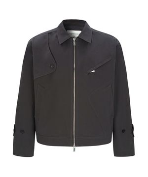 CROPPED TRENCH JACKET (CHARCOAL)