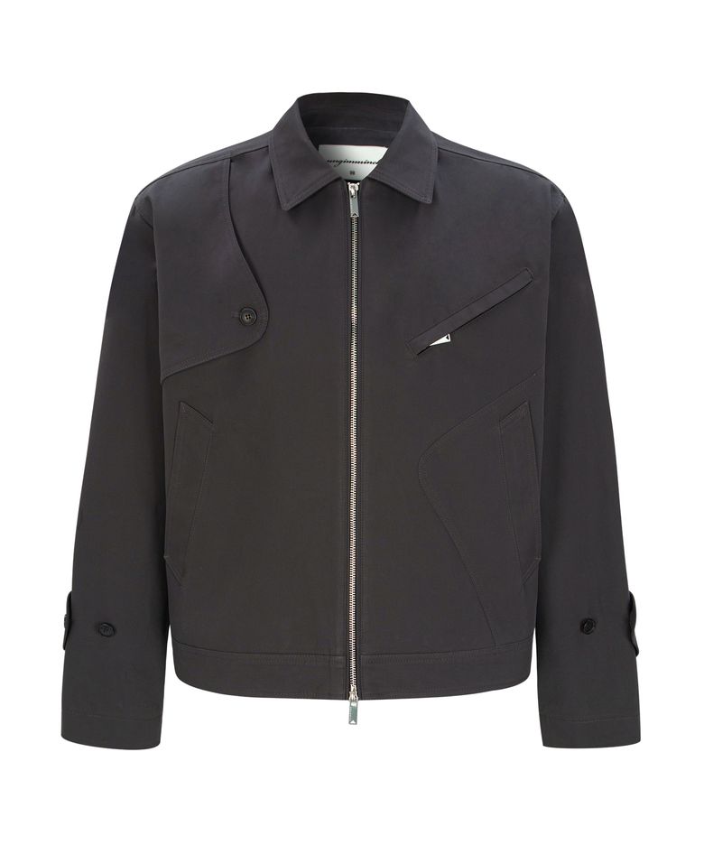 CROPPED TRENCH JACKET (CHARCOAL)
