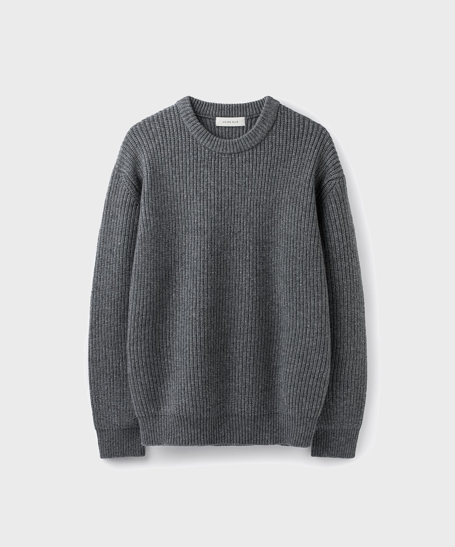 MUSINSA UNION BLUE CASK WOOL HEAVY SWEATER [DARK GRAY]