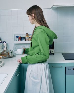 크롭 후드 집 업(그린)