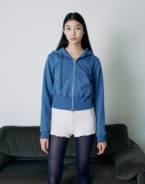 크롭 후드 집 업(블루)