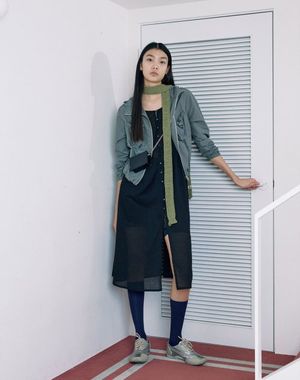 버튼 레이어드 원피스(블랙)