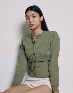 더블 레이어드 가디건(그린)