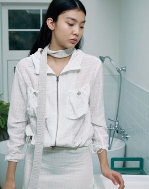 스트링 포켓 후디 자켓(화이트)