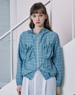 스트링 포켓 후디 자켓(스카이블루)