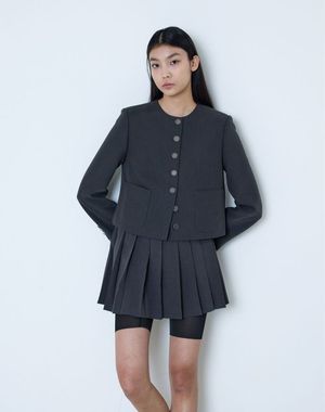 버튼 노 컬러 자켓(챠콜)