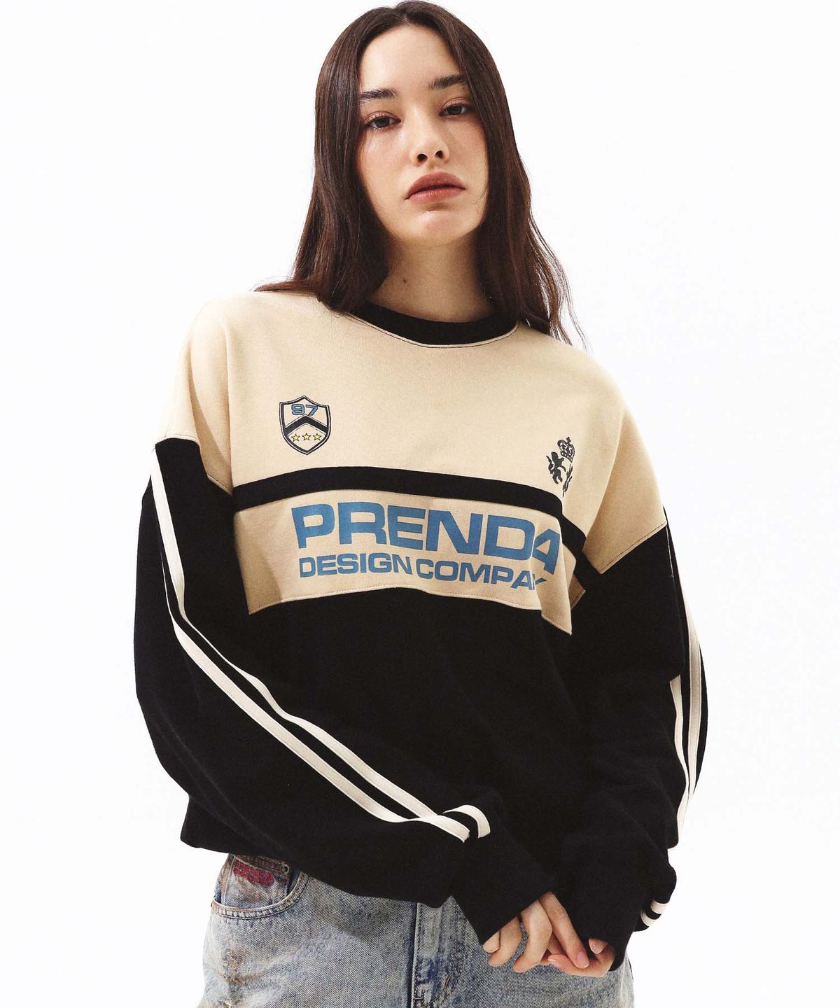프렌다(PRENDA) PDC UNIFORM LINE CREWNECK SWEATSHIRT BLACK