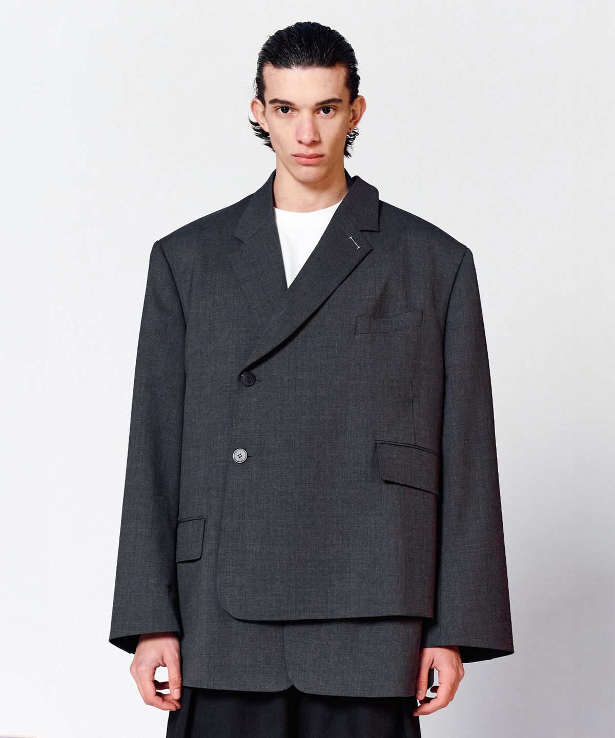 이에이(IEY) DOUBLE COVER BLAZER Charcoal