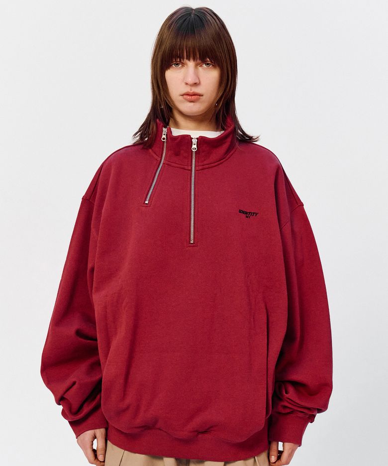 MULTI ZIP-UP SWEATER SHIRT Burgundy