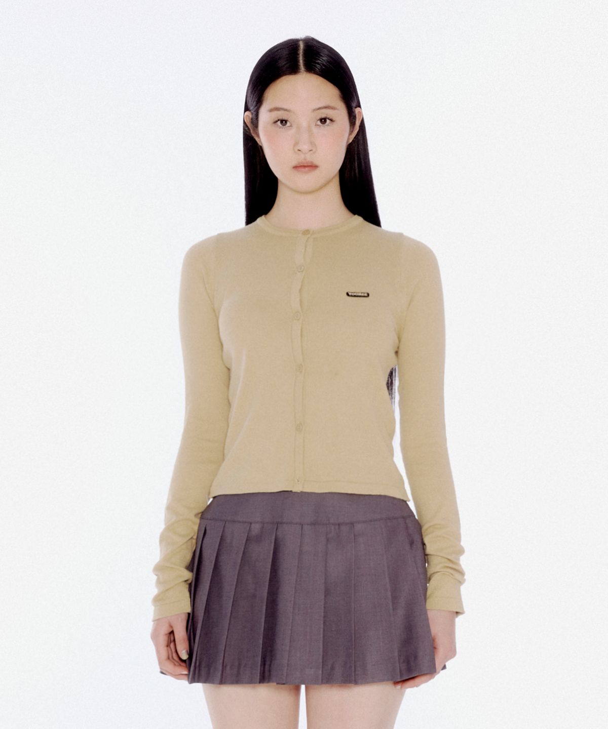 유희(YOUHEE) YOUHEE LOGO CARDIGAN BEIGE