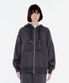 RIBBON DETAIL HOOD ZIP-UP CHARCOAL