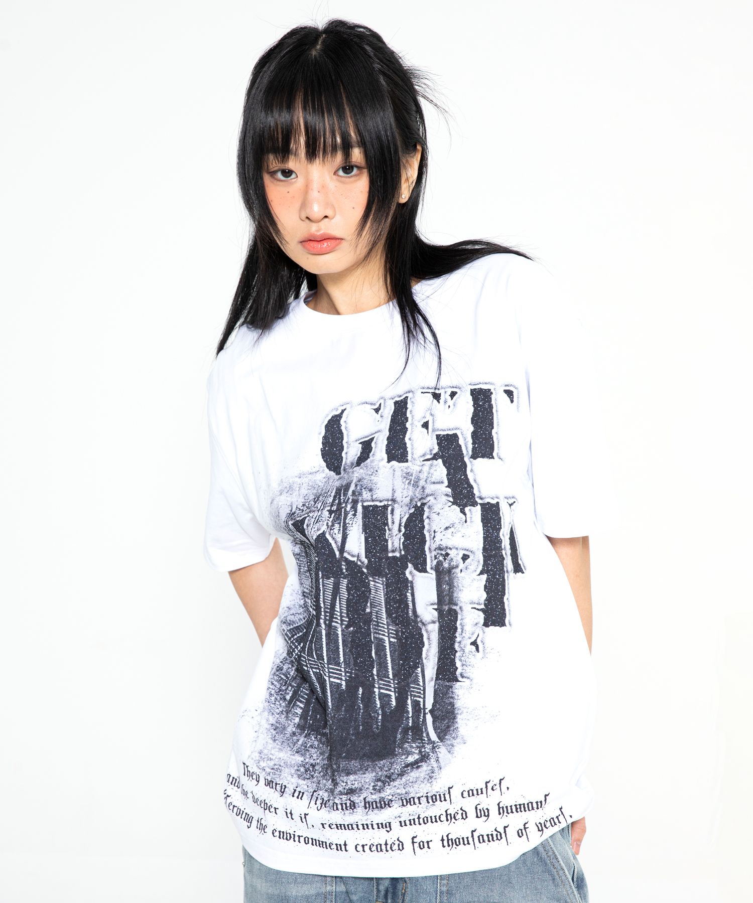 トップスその他 XTONZ XTT067 Cave Print Short Sleeve T-Shirt WHITE xtt067WH MUSINSA | XTONZ XTT067 Cave Print Short Sleeve T-Shirt (WHITE)