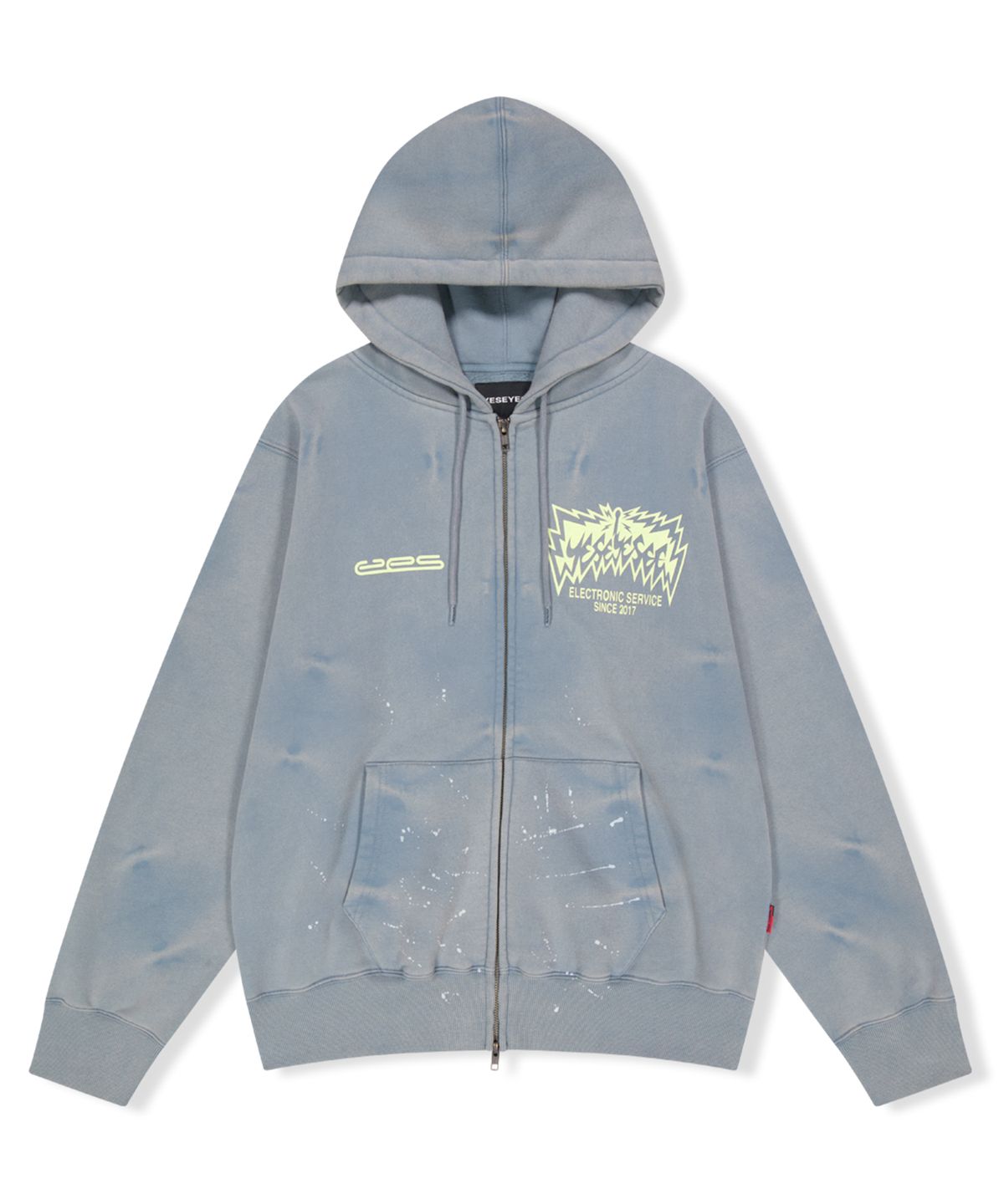 예스아이씨(YESEYESEE) Y.E.S Painted Zip-up Hoodie Smoky Blue