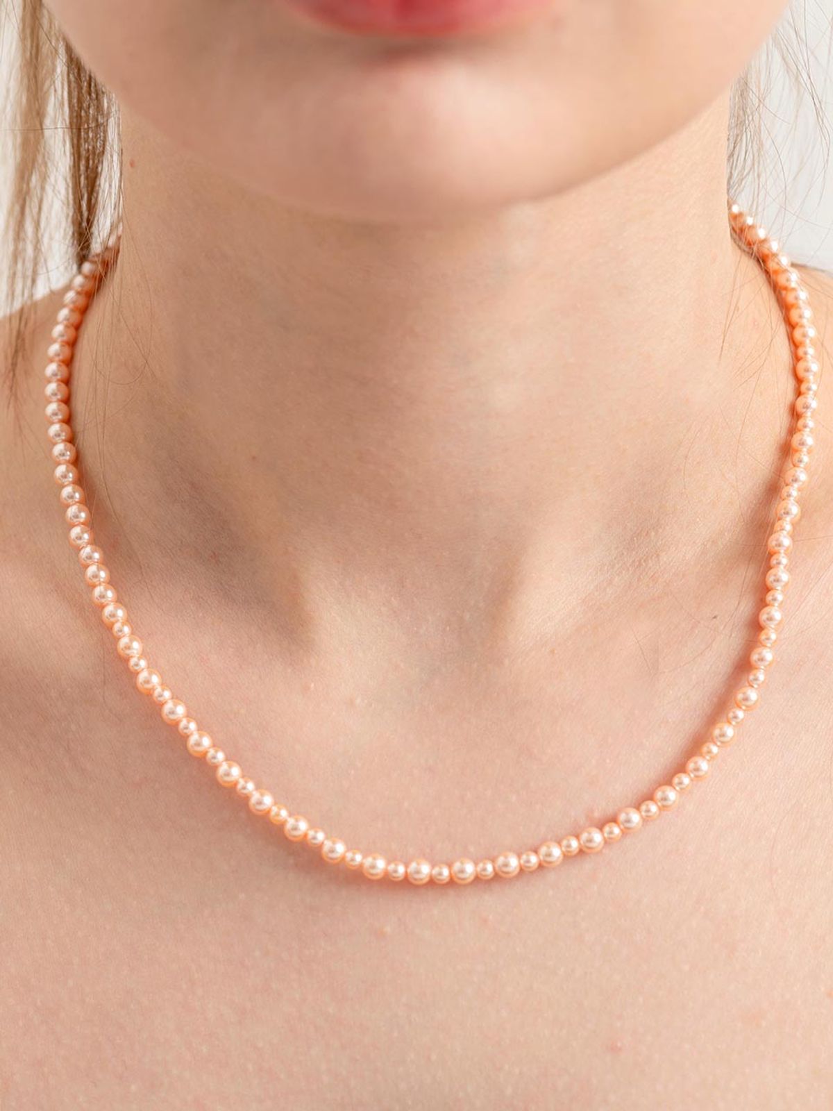 세라보니또(CERABONITO) [39cm] 원터치 자석 피치퍼즈 진주목걸이(3&4mm)