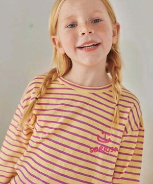 스마일 자수 기본티_옐로우