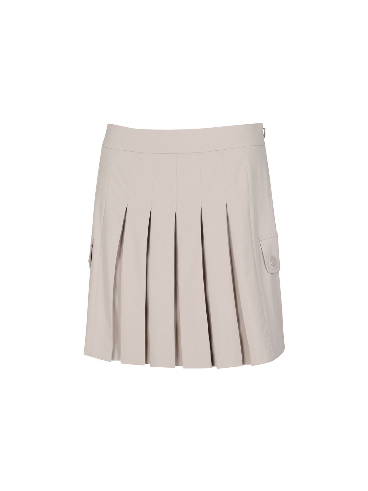 와이드앵글(WIDEANGLE) CO 중기장 아웃포켓 플리츠 큐롯 L_Beige
