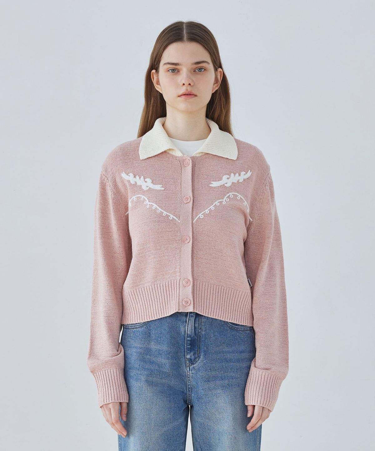 랭글러(WRANGLER) 우먼즈 스탠다드 웨스턴 버튼 가디건 핑크