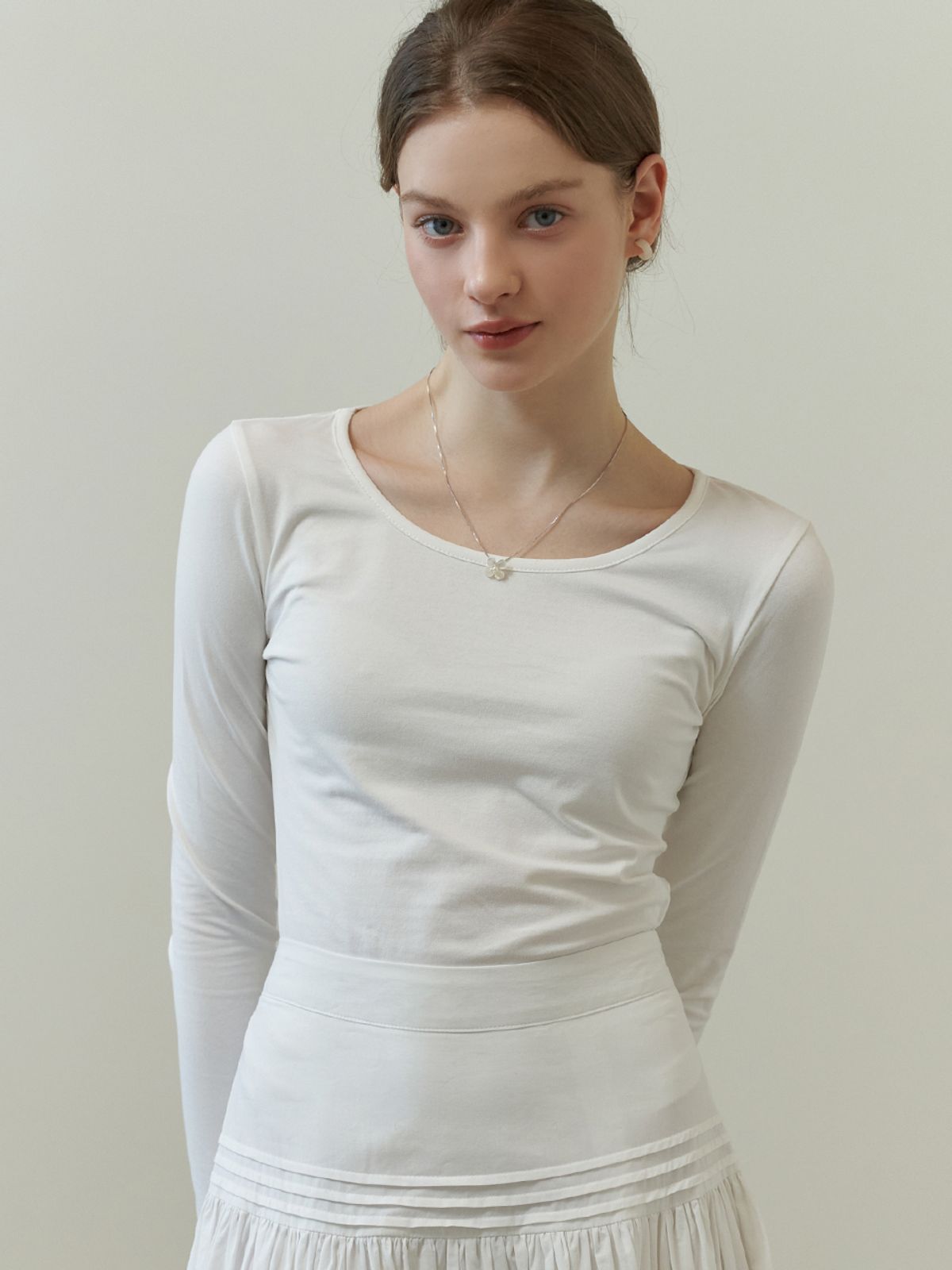 리엘(RE L) Base cotton t-shirt (white)