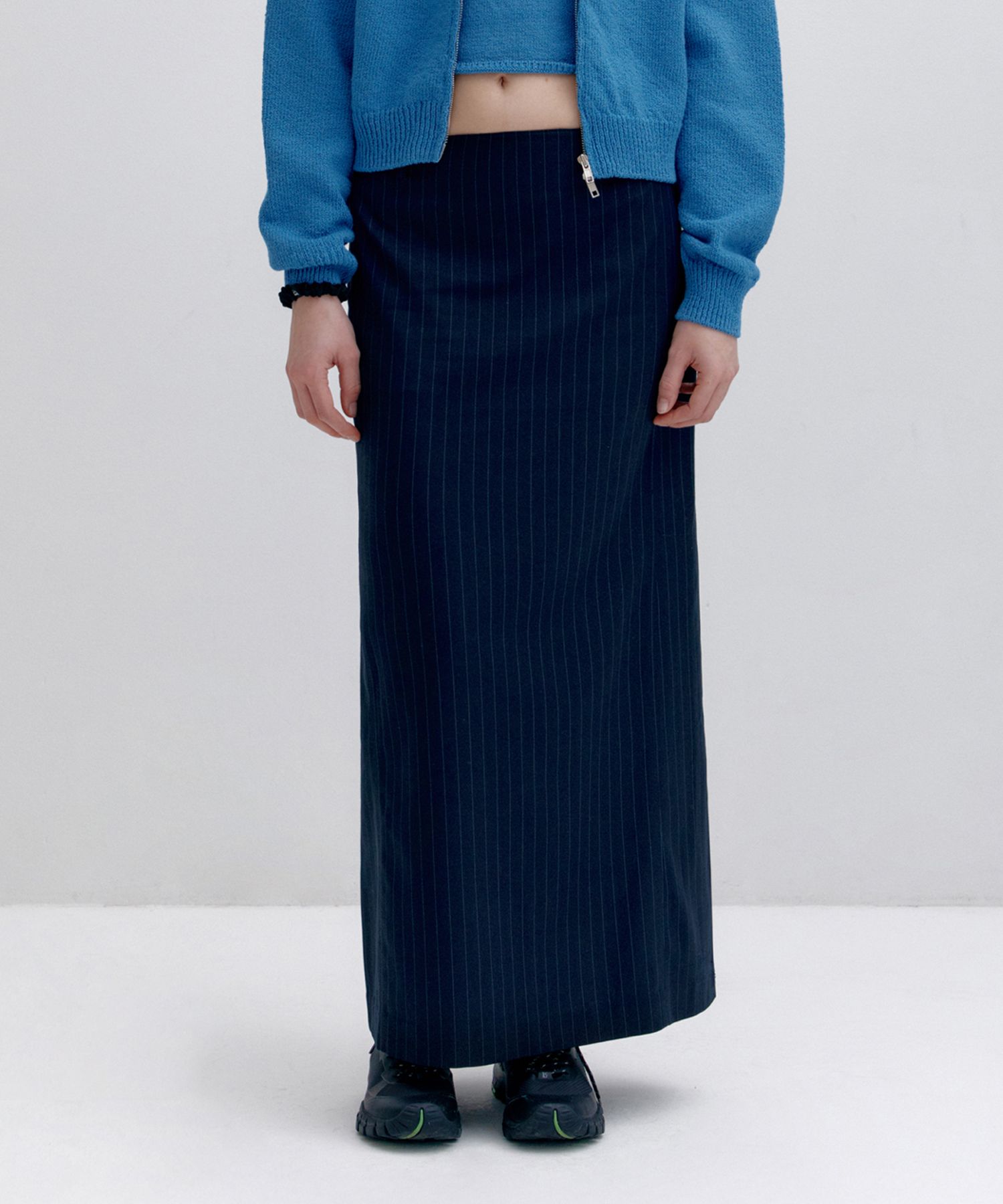 ★LOW CLASSIC★ RELAXED SLIT LONG SKIRTNAVY STRIPE LC251SK01 MUSINSA | LOW CLASSIC RELAXED SLIT LONG SKIRT_NAVY