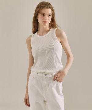 여성 골지 민소매티셔츠 화이트 LYTS3202