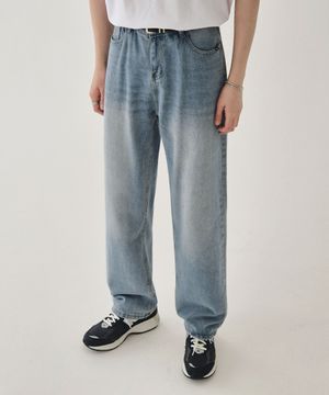 이지와이드 데님팬츠 블루