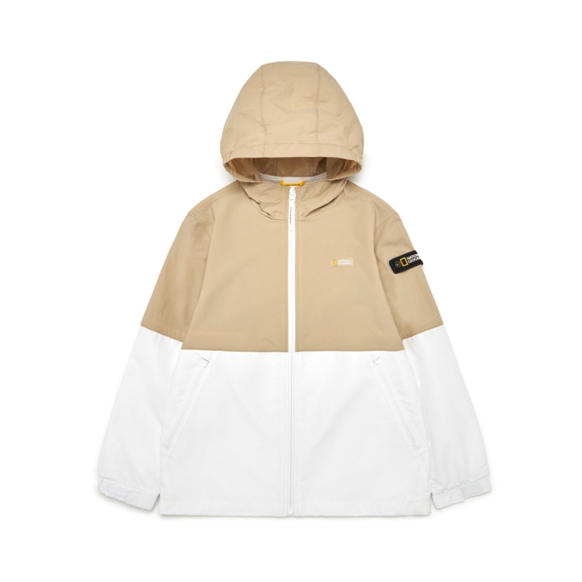내셔널지오그래픽 키즈(NATIONAL GEOGRAPHIC KIDS) K242UJK920 올라운드 컬러블럭 경량 바람막이 자켓 LBEIGE