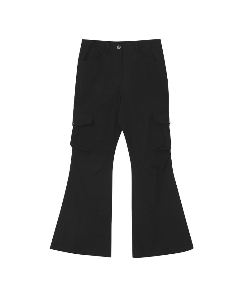 Pocket cargo bootscut pants BLACK