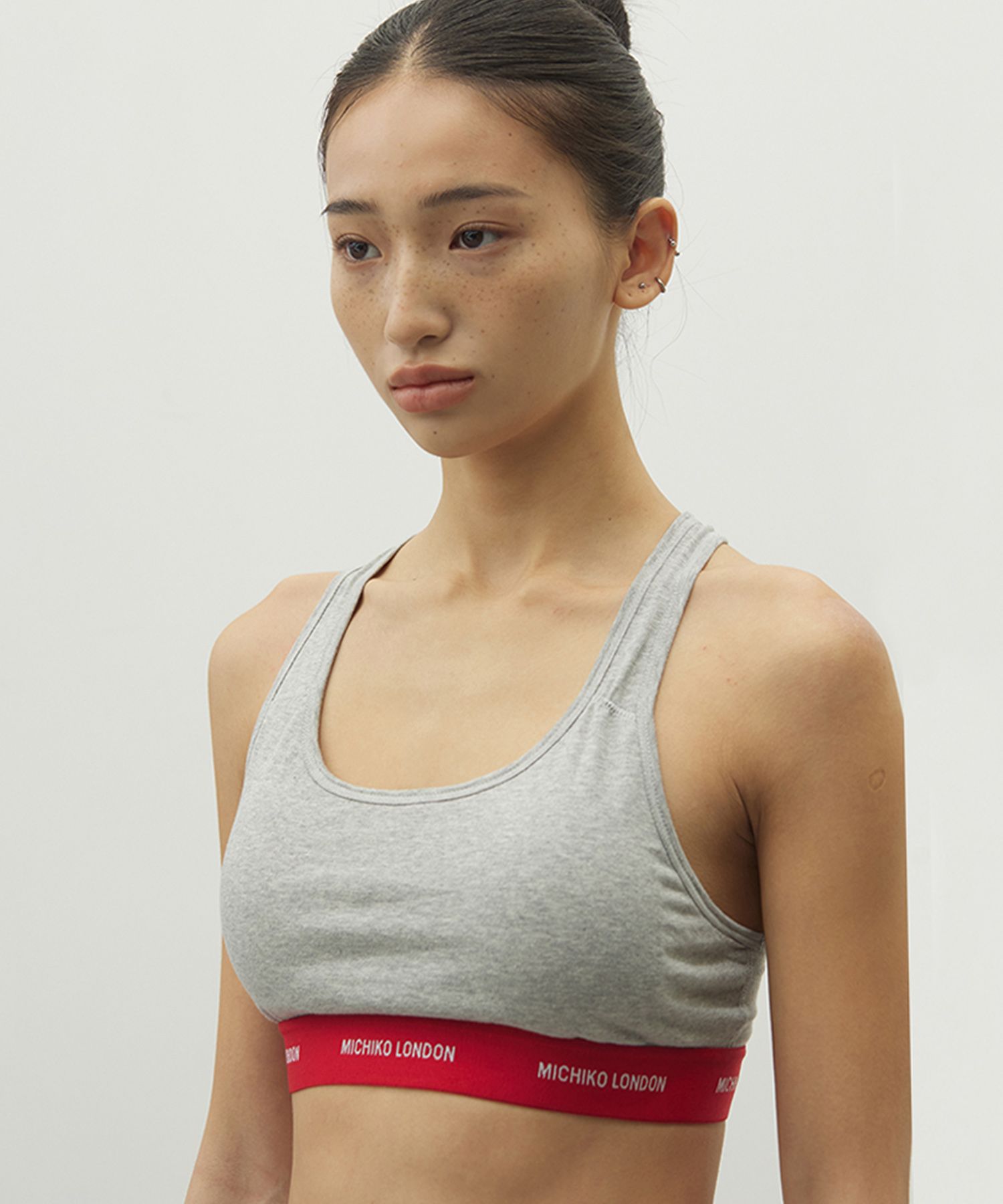 Musinsa michiko london basic logo racerback bralette melange