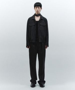 벨티드 투턱 울 팬츠 BLACK