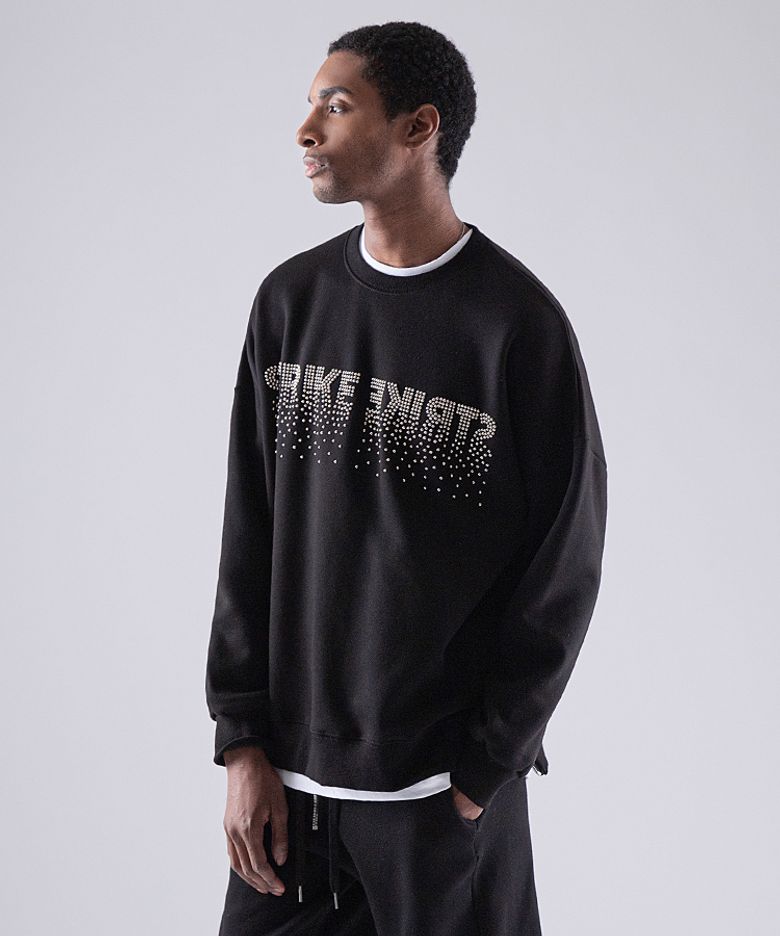 Black Stud Logo Detail Lampo Zip Sweat Shirt