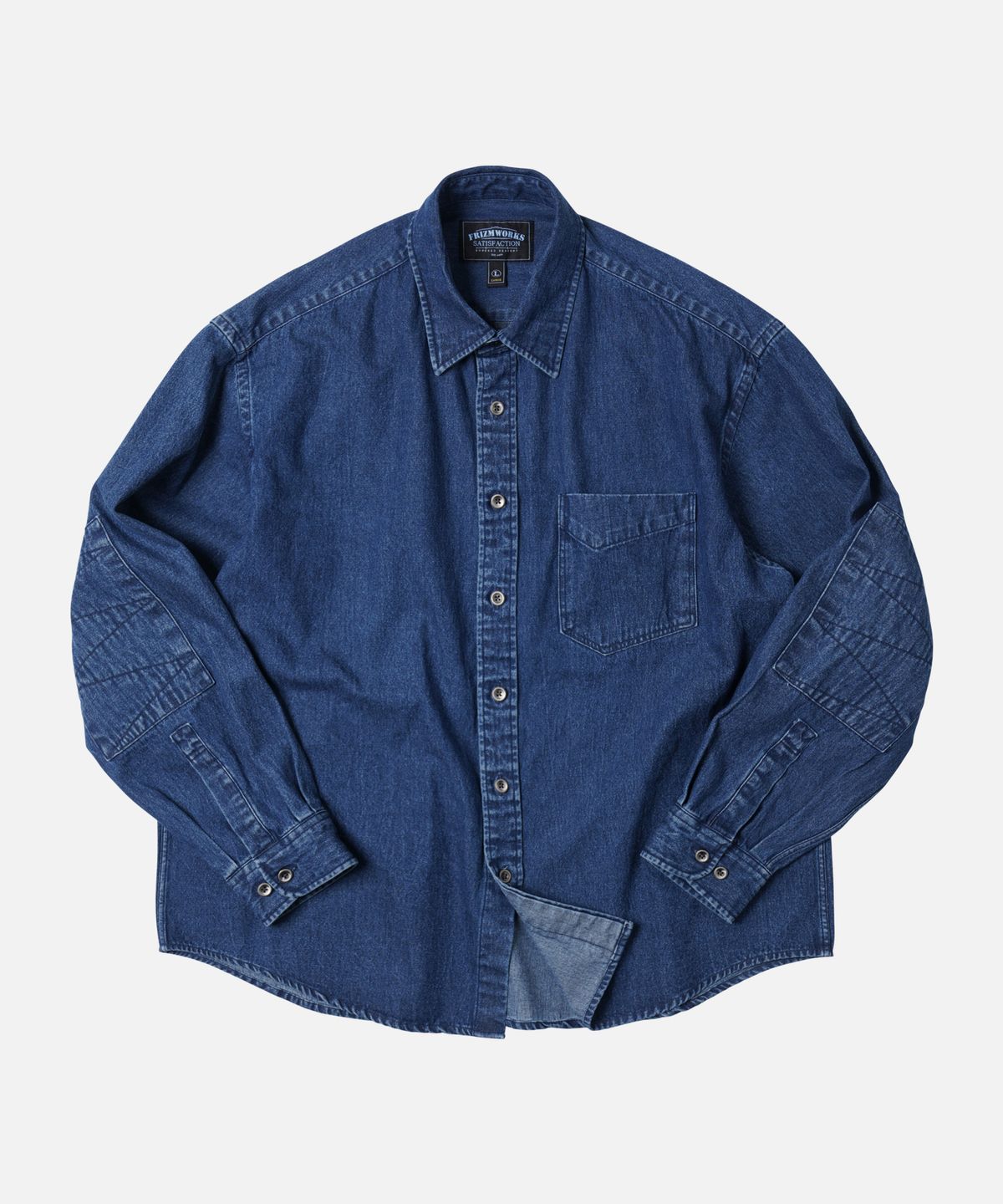 프리즘웍스(FRIZMWORKS) WASHED DENIM WORK SHIRT _ LIGHT BLUE