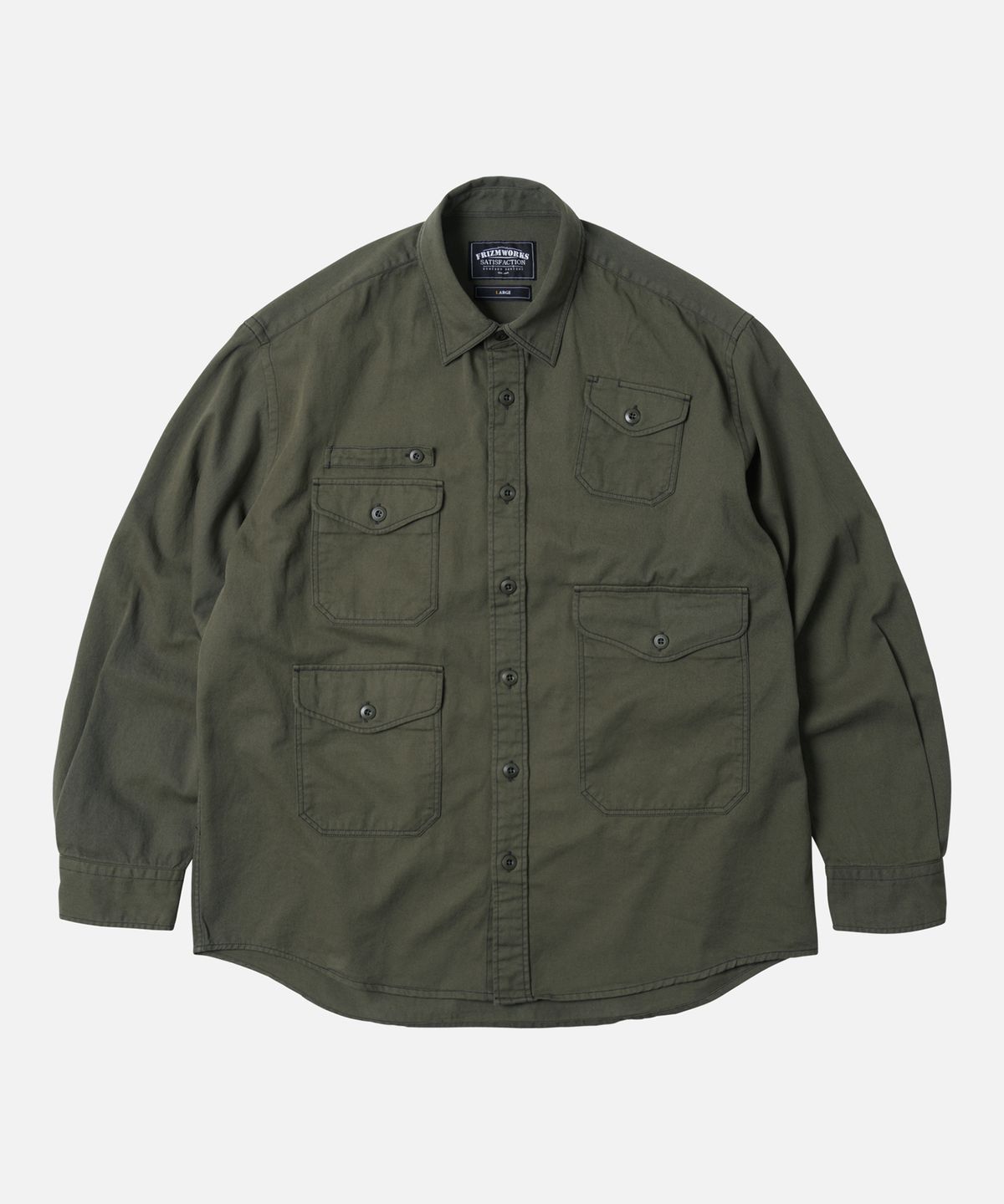 프리즘웍스(FRIZMWORKS) TWILL UTILITY POCKET SHIRT JACKET _ OLIVE